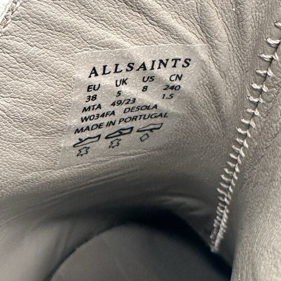 Allsaints Desola Silver Leather Slingback Western Mules Womens 8 US 38 EU $379 - Picture 10 of 11